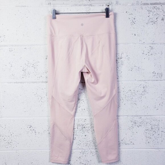 Athleta Eclipse Mesh Crop Leggings Size Medium High Rise Stretch Workout Pink - Picture 3 of 10